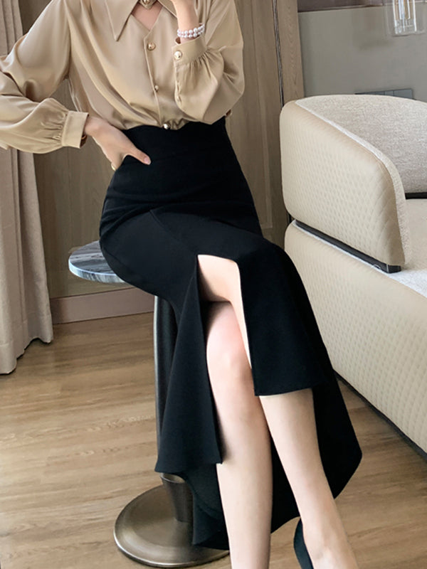 high waist side slit mermaid skirt – Areumdaum