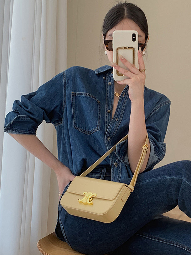 retro blue denim shirt