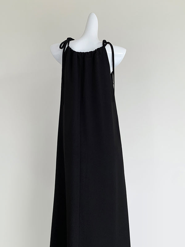 2way halter neck camisole black dress
