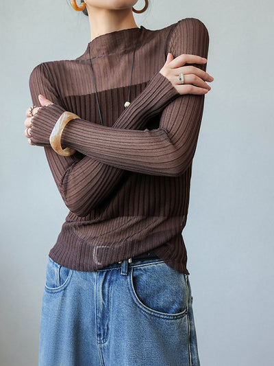see through long sleeve tops