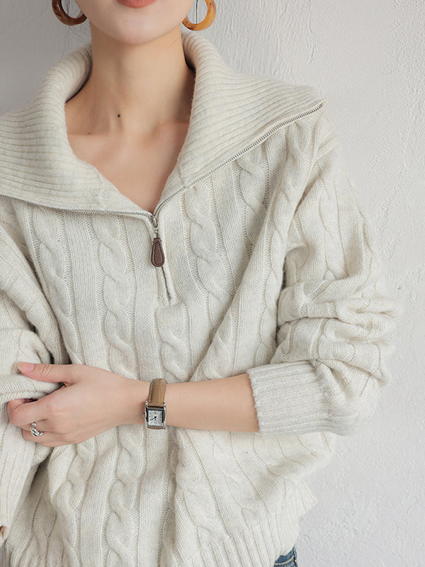 cable knit long sleeve sweater