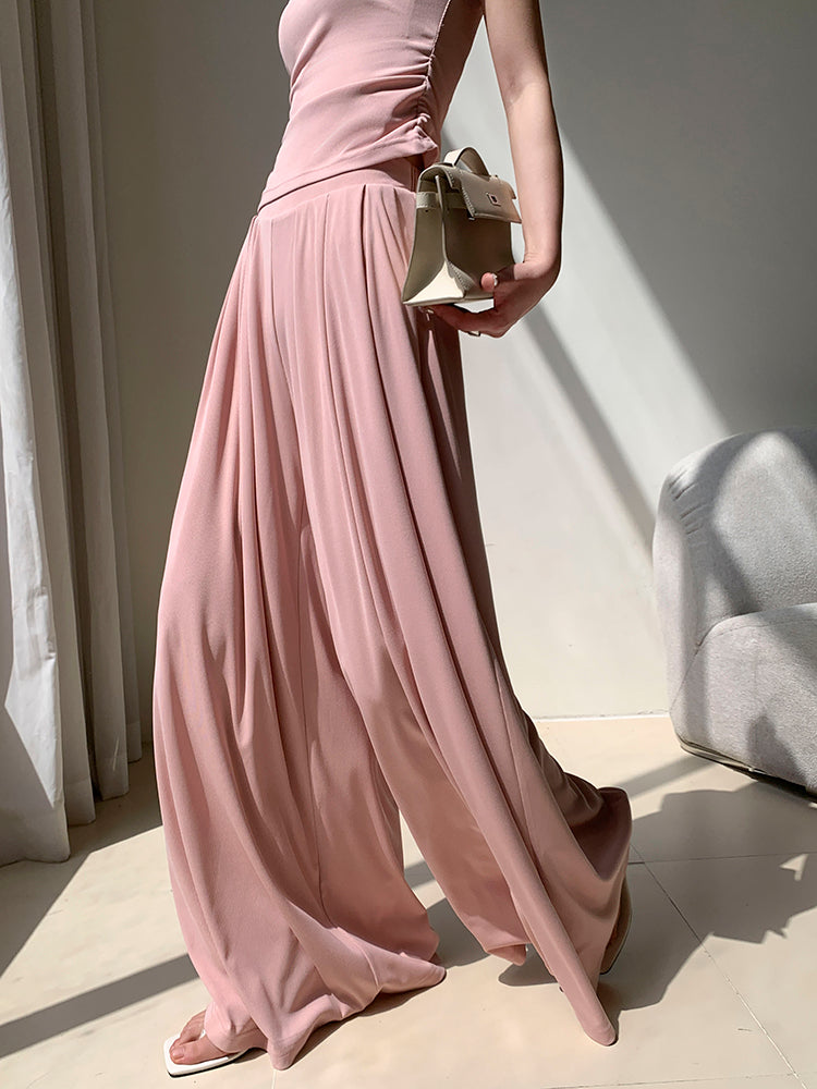 high waist smooth wide long pants