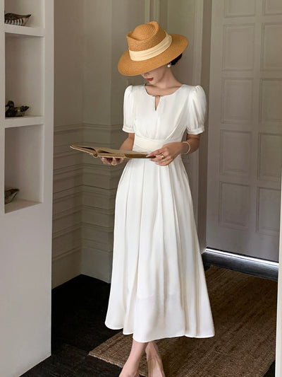 off white back ribbon long dress