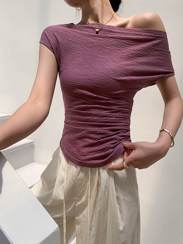 one shoulder smooth tops – Areumdaum