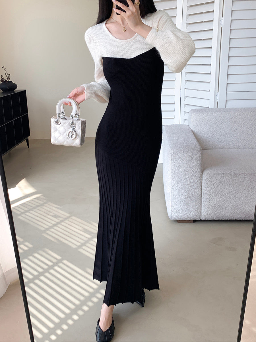 bicolor slim fit mermaid long dress