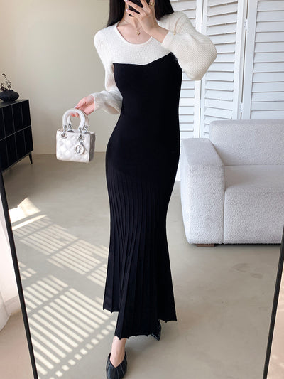 bicolor slim fit mermaid long dress