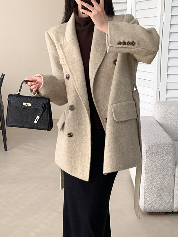 light beige short wool coat