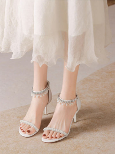 high end beads tassel open toe sandals