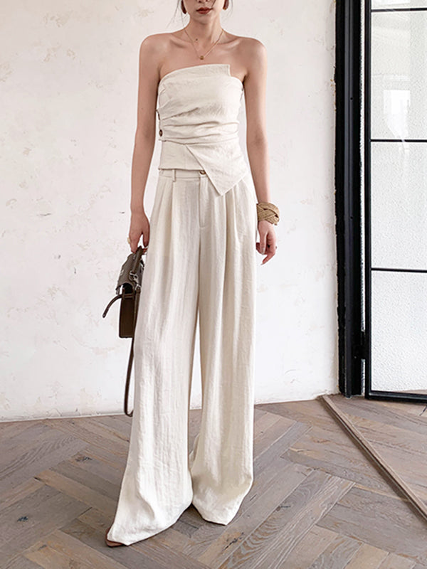 tube top high waist relax pants set up