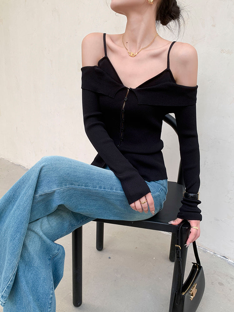off shoulder camisole style slim fit tops