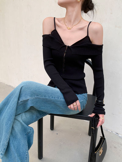 off shoulder camisole style slim fit tops
