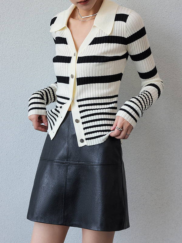 stripe long sleeve v neck sweater