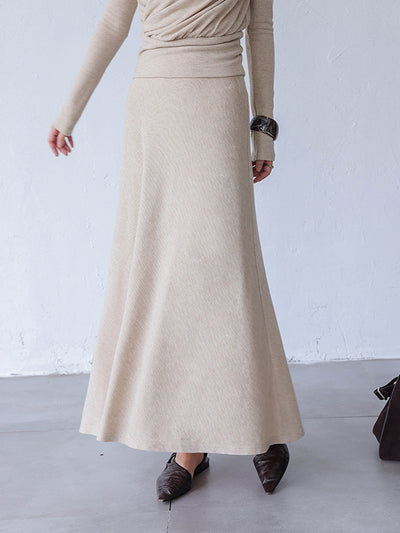 v neck tops long skirt 2 piece set