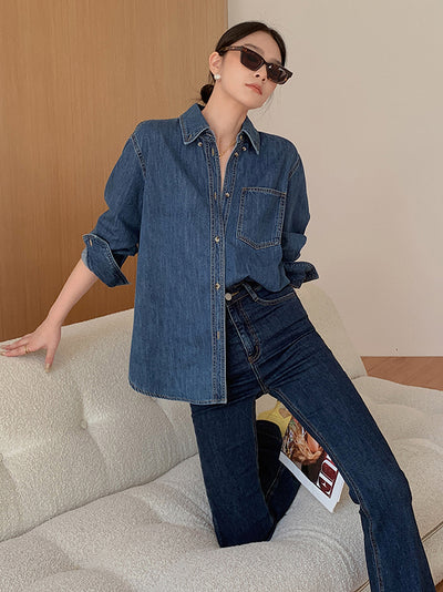 high waist flare slim fit dark blue denim pants