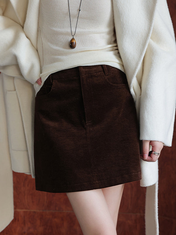 corduroy slim mini skirt