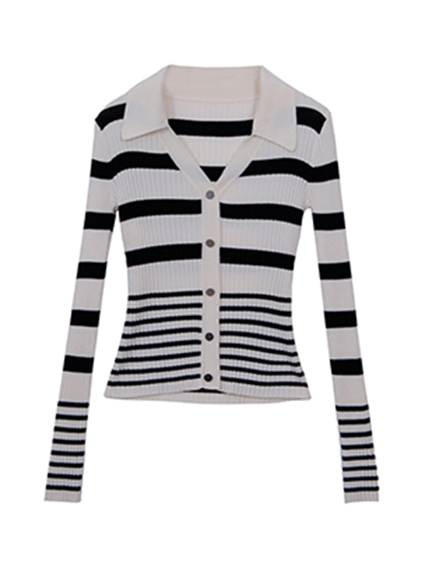 stripe long sleeve v neck sweater