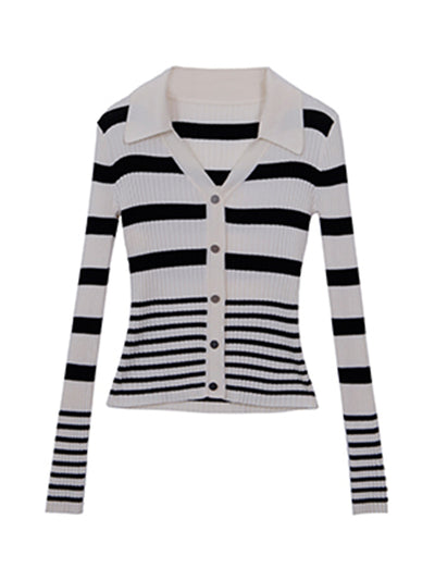 stripe long sleeve v neck sweater
