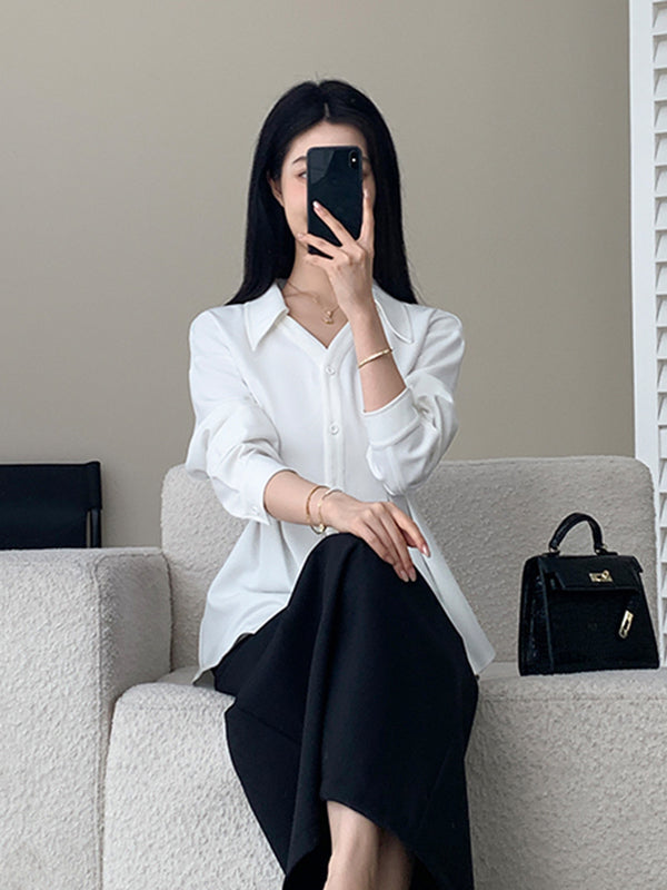 white chic shirt  long sleeve tops