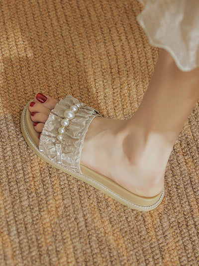 pearl  gather flat sandals