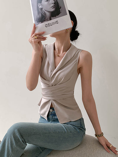 waist slim v neck vest