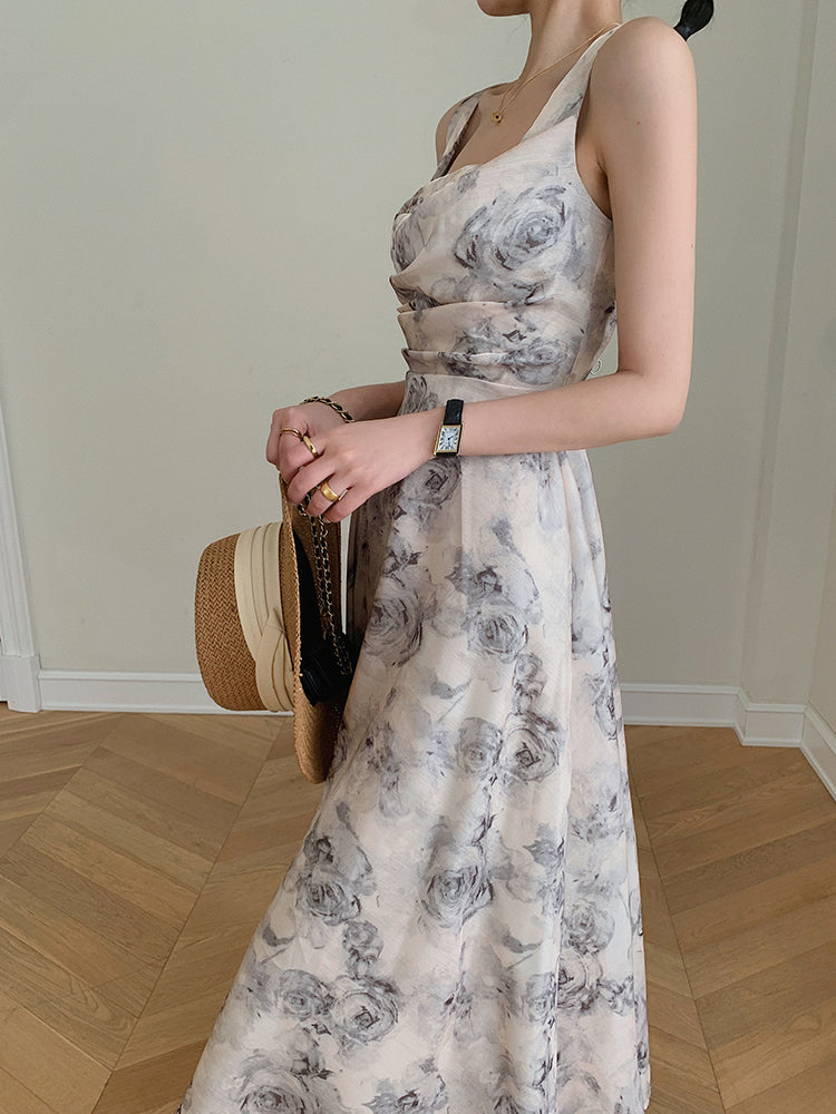 flower print long one piece