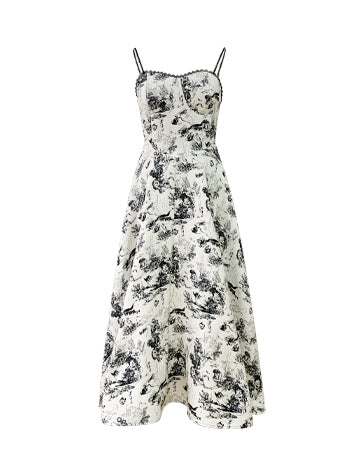 french jacquard camisole long dress