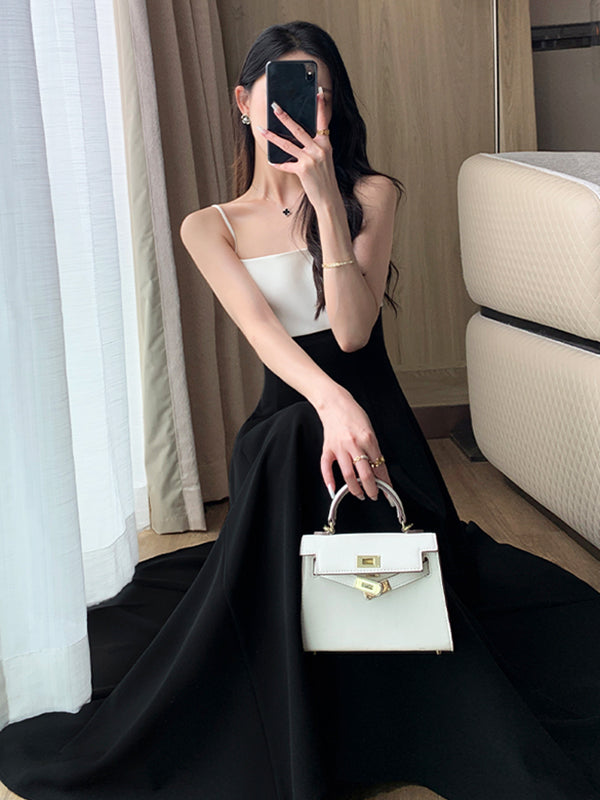 bicolor camisole flare dress