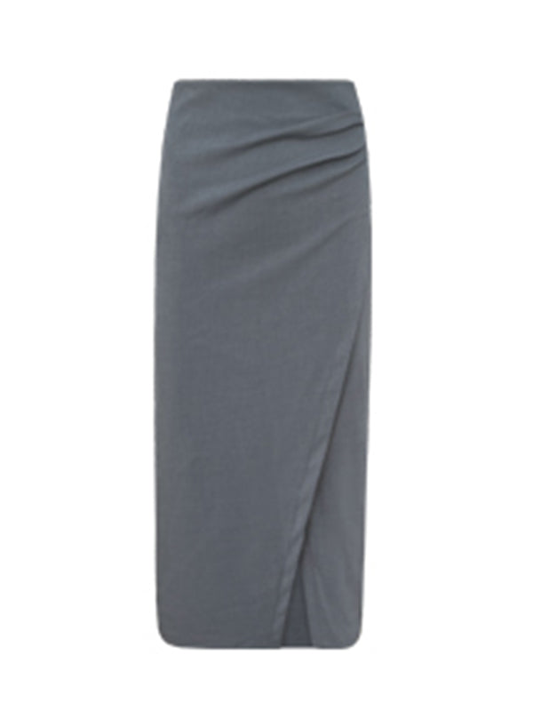 slit gray tight long skirt