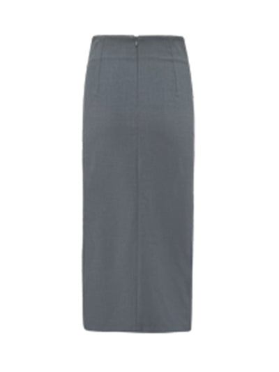 slit gray tight long skirt