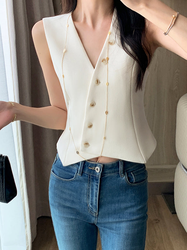off white asymmetry vest