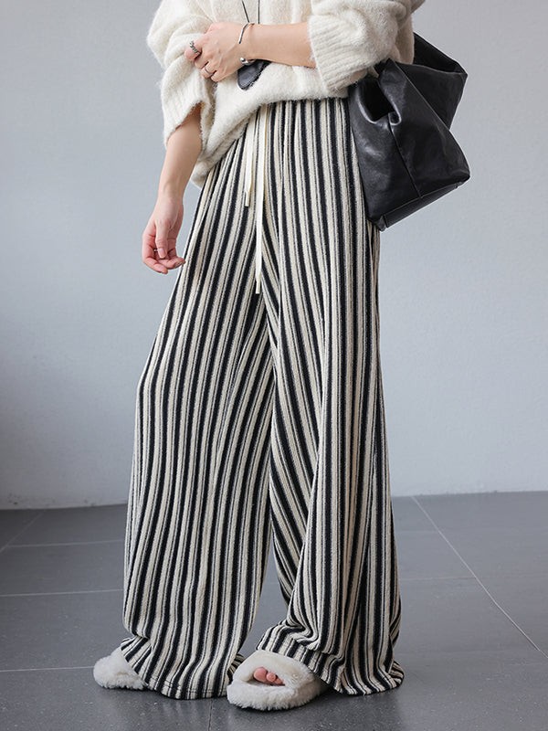 stripe wide straight pants