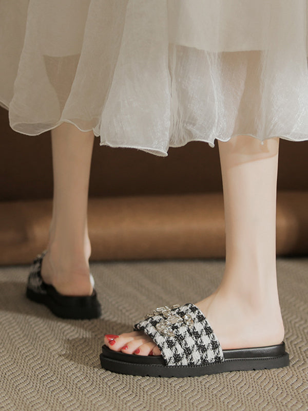 houndstooth bijou flat sandals