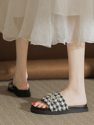 houndstooth bijou flat sandals