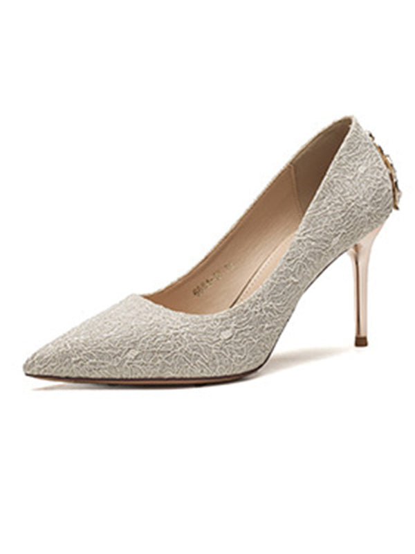 back bijou pointed toe pumps