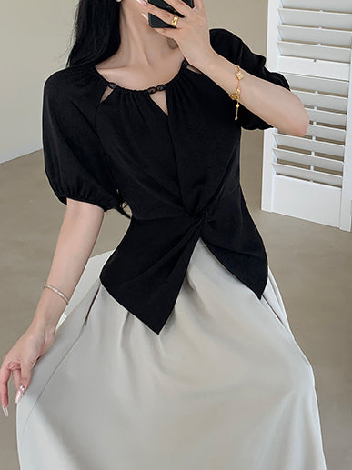 puff sleeve niche design tops