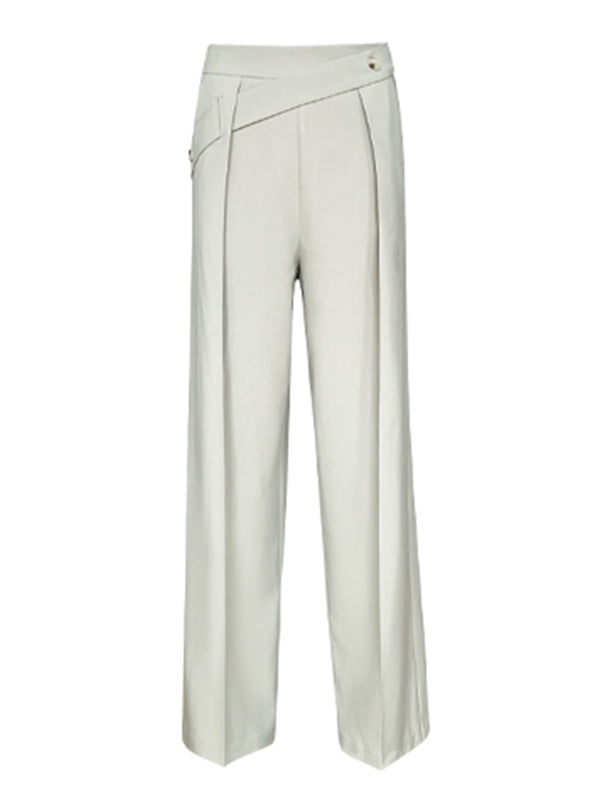 diagonal belt wide leg pants