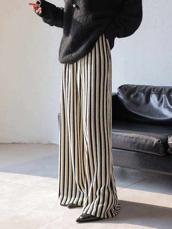 stripe wide straight pants