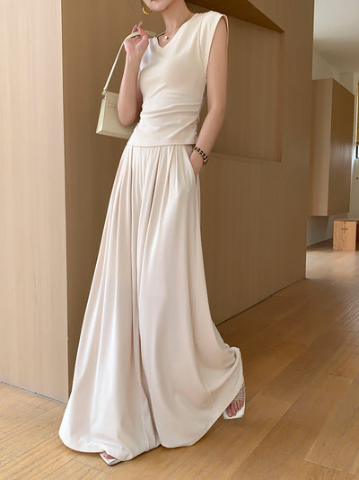 high waist smooth wide long pants