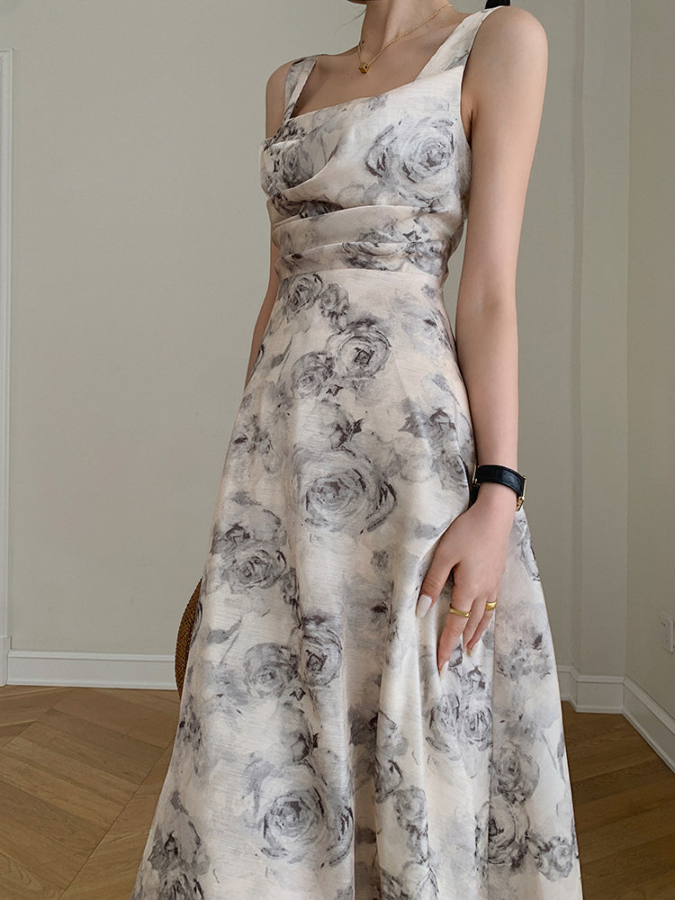 flower print long one piece