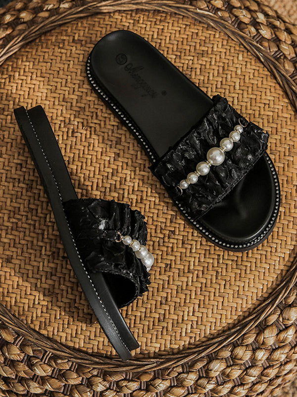 pearl  gather flat sandals