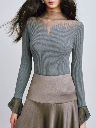 organdy ruffle long sleeve tops