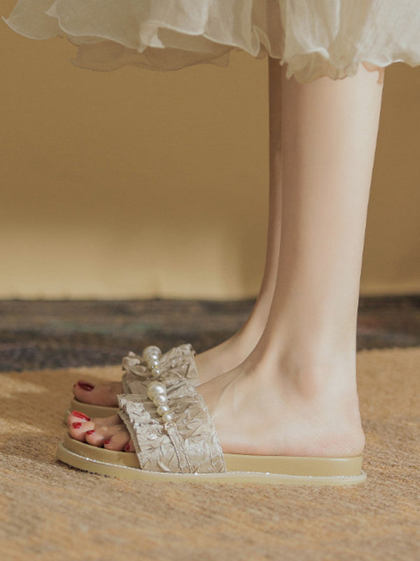 pearl  gather flat sandals