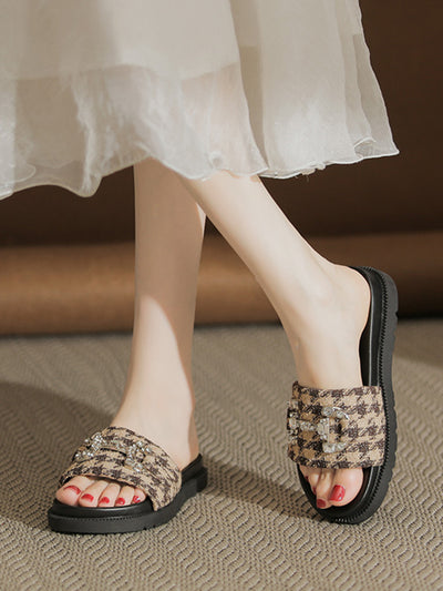houndstooth bijou flat sandals
