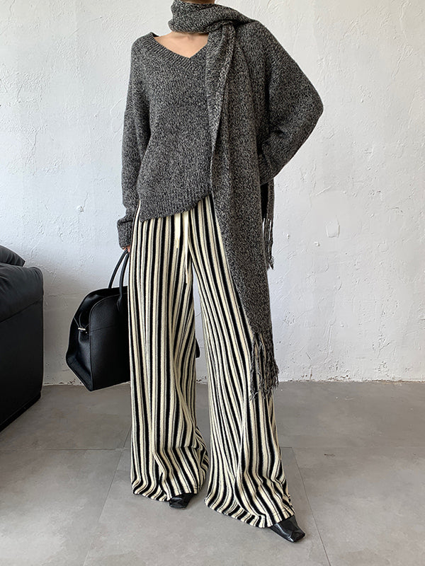 stripe wide straight pants