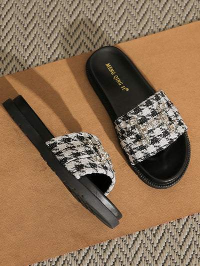 houndstooth bijou flat sandals
