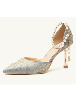 pearl strap pointed toe pumps