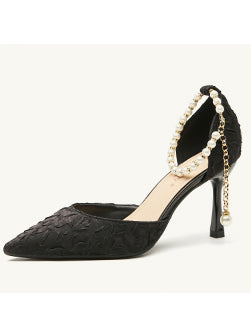 pearl strap pointed toe pumps