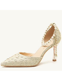 pearl strap pointed toe pumps