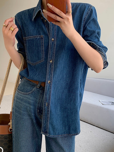 retro blue denim shirt