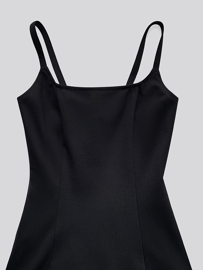 camisole flare back ribbon mini dress